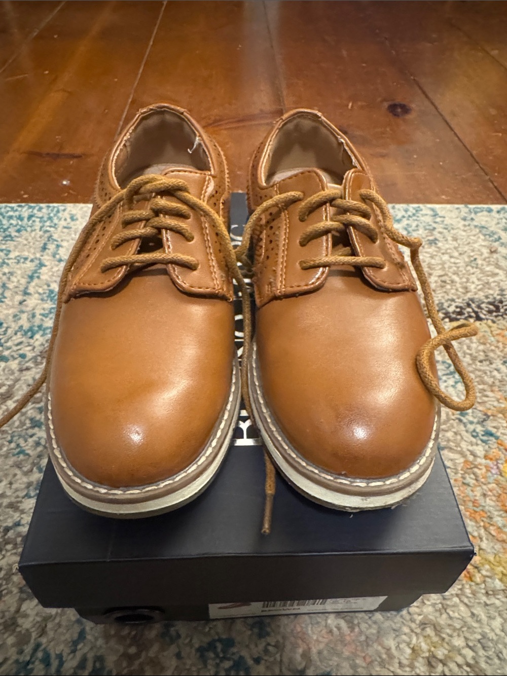Children's Tan Leather Lace-Up Dress Shoes